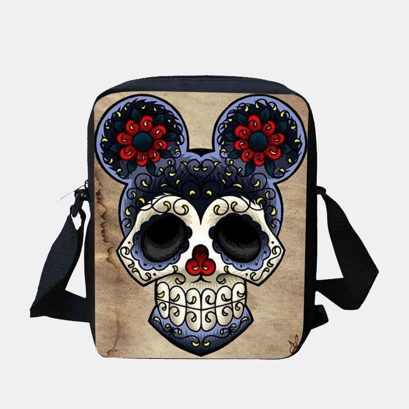 Dam Barn Halloween Stil Klädd Söt Skallemönster Crossbody Väska För Att Bära Godis Socker