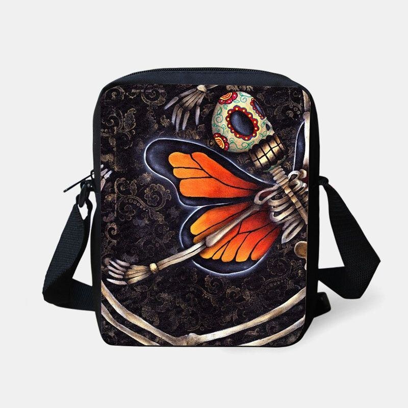 Dam Barn Halloween Stil Klädd Söt Skallemönster Crossbody Väska För Att Bära Godis Socker