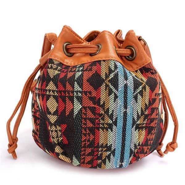 Dam Bohemia Canvas Bucket Bags Dragsko Crossbody Väskor Axelväskor