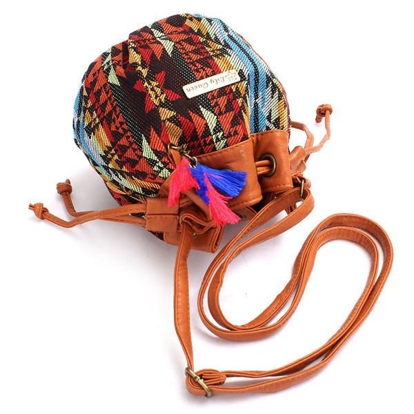 Dam Bohemia Canvas Bucket Bags Dragsko Crossbody Väskor Axelväskor