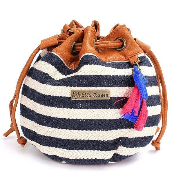 Dam Bohemia Canvas Bucket Bags Dragsko Crossbody Väskor Axelväskor