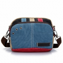 Dam Canvas Crossbody-väskor Kontrastfärg Casual Små Axelväskor Messenger-väskor