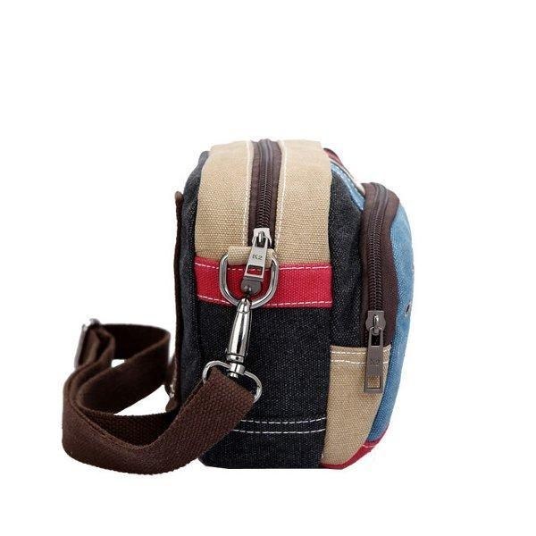 Dam Canvas Crossbody-väskor Kontrastfärg Casual Små Axelväskor Messenger-väskor