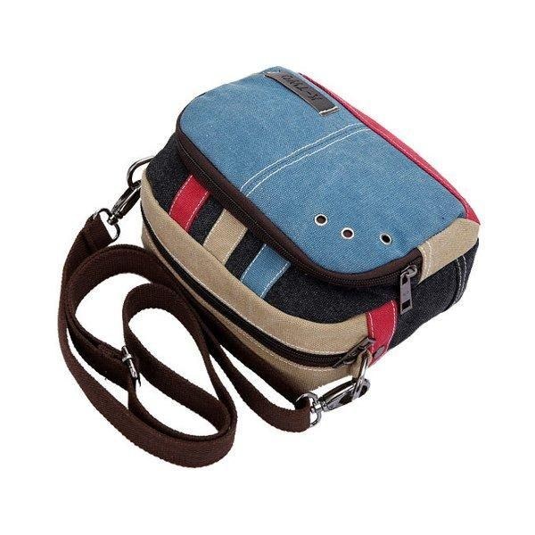 Dam Canvas Crossbody-väskor Kontrastfärg Casual Små Axelväskor Messenger-väskor