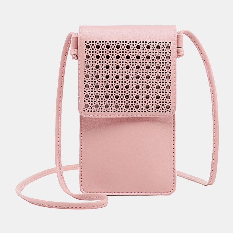 Dam Casual Solid Hollow Out Touch Screen 6.3 Tums Telefonväska Axelväska Crossbody-väska