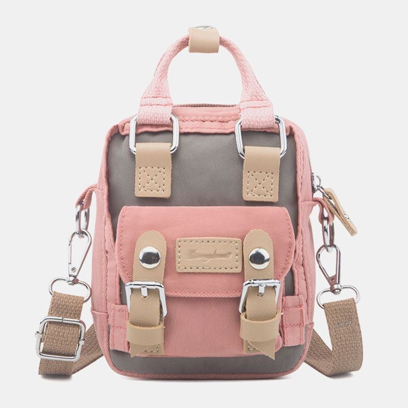 Dam Colorblock Nylon Vattentät Crossbody Bag Mini Axelväska