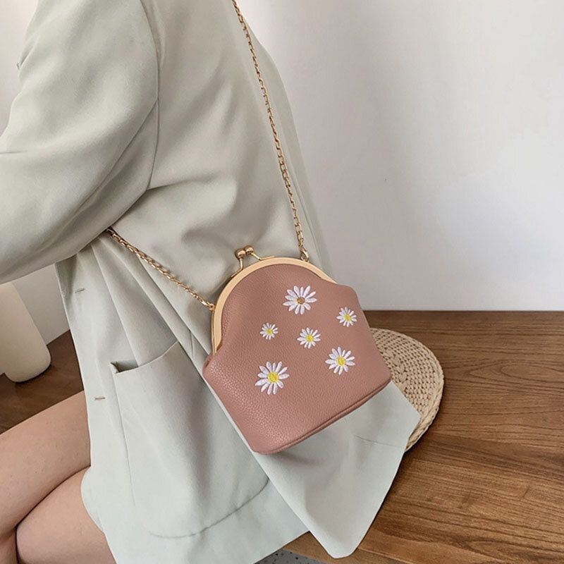 Dam Daisy Broderikedjor Hasp Crossbody Bag Axelväska