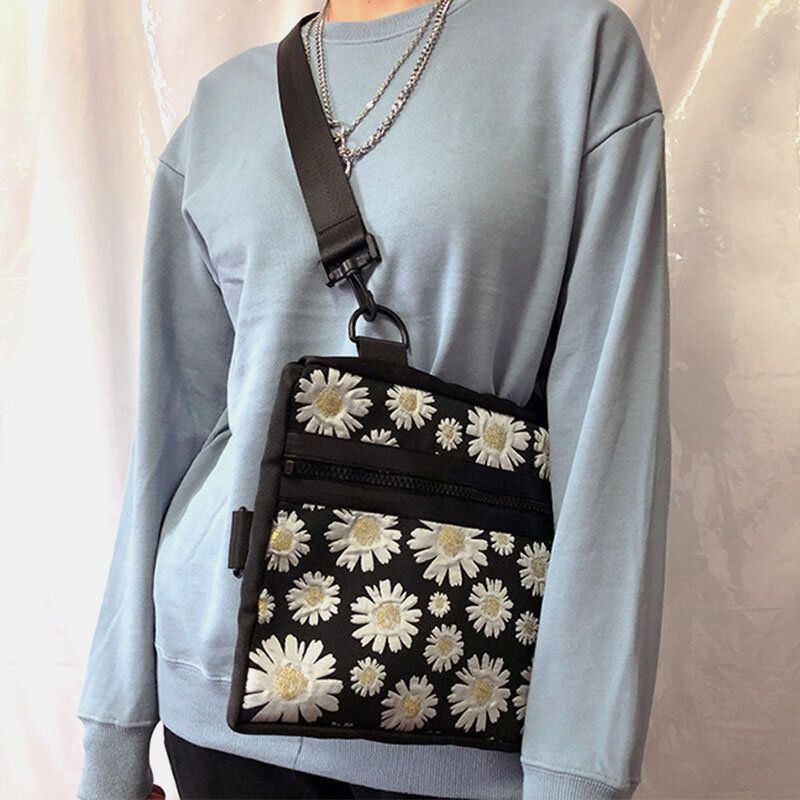 Dam Daisy Casual Flower Nylon Crossbody Bag Axelväska