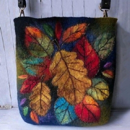 Dam Färgglada Leaf Diy Lamm Hårväska Crossbody Bag Axelväska