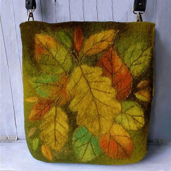 Dam Färgglada Leaf Diy Lamm Hårväska Crossbody Bag Axelväska