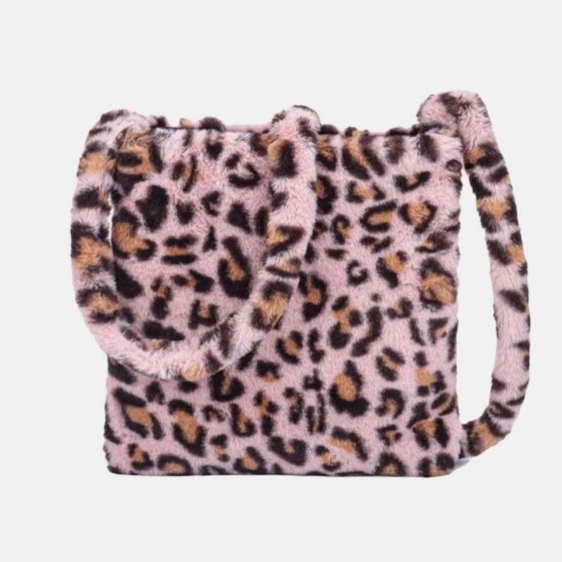 Dam Filt Mjukt Leopardmönster Söt Casual Personality Axelväska Crossbody-väska