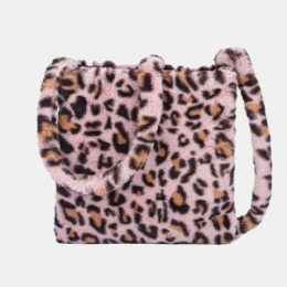 Dam Filt Mjukt Leopardmönster Söt Casual Personality Axelväska Crossbody-väska