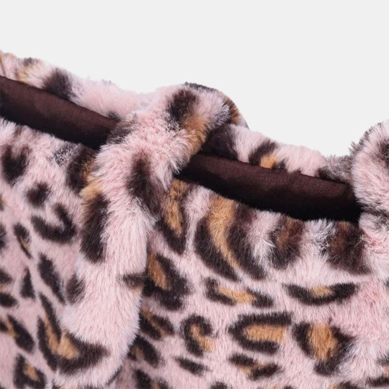 Dam Filt Mjukt Leopardmönster Söt Casual Personality Axelväska Crossbody-väska