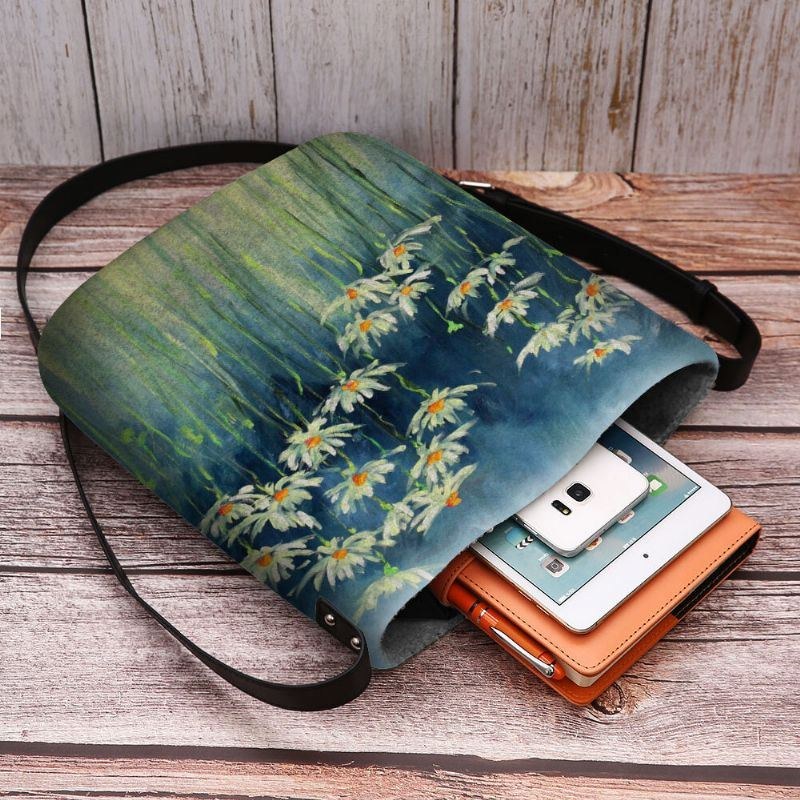 Dam Filtblommor Mönstertryck Crossbody-väska Axelväska