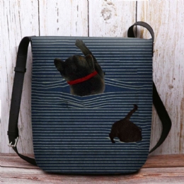 Dam Kändes Söt Casual Cartoon Cat Stripes Mönster Crossbody Bag Axelväska