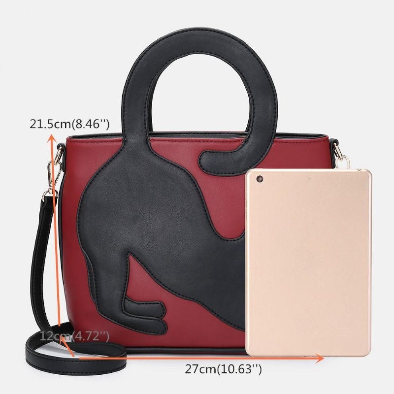 Dam Konstläder Söt Kattmönster Casual Handväska Crossbody-väska