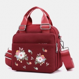 Dam Lättvikt Vattentät Blomma Broderad Crossbody Bag Axelväska