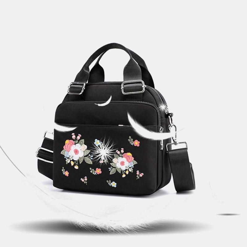 Dam Lättvikt Vattentät Blomma Broderad Crossbody Bag Axelväska