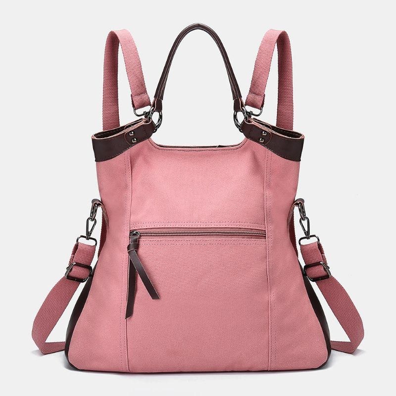 Dam Män Multifunktion Canvas Crossbody Bag Ryggsäck