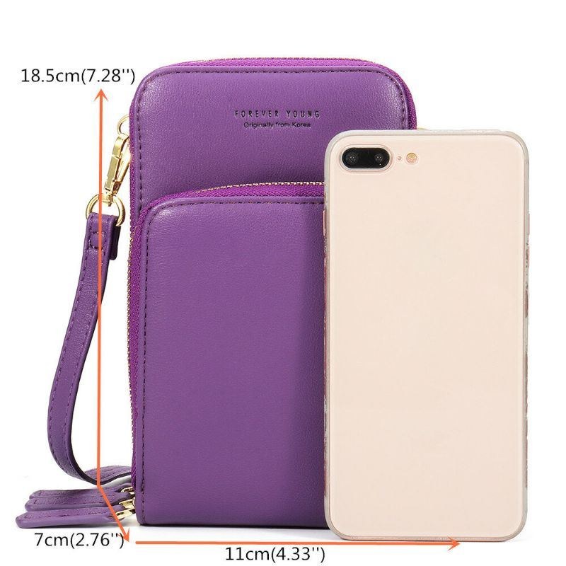 Dam Massivt Konstläder Muti-pocket Clutches Väska Kort Väska Telefonväska Crossbody Väska Stor Kapacitet