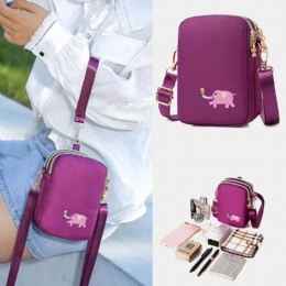 Dam Mini Elephant Mönster Multifunktionell Axelväska Crossbody Bag Telefonväska