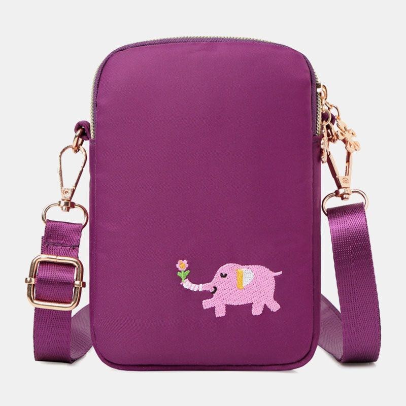 Dam Mini Elephant Mönster Multifunktionell Axelväska Crossbody Bag Telefonväska