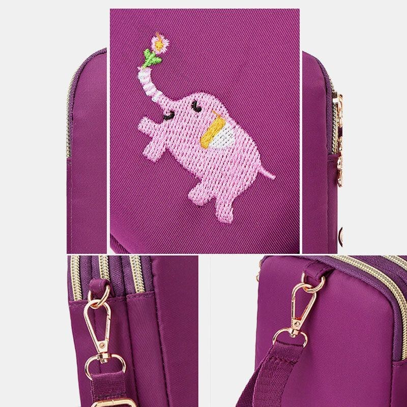 Dam Mini Elephant Mönster Multifunktionell Axelväska Crossbody Bag Telefonväska