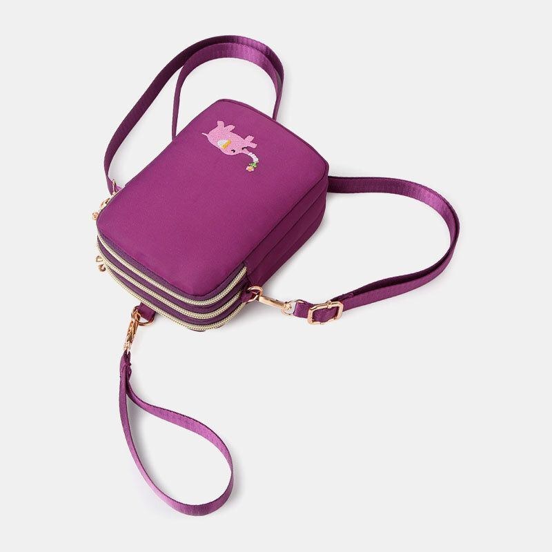 Dam Mini Elephant Mönster Multifunktionell Axelväska Crossbody Bag Telefonväska