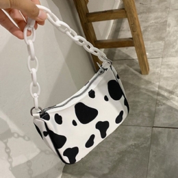 Dam Mjölkmönster Kedja Crossbody Bag