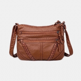 Dam Multi-pocket Medelålders Vintage Crossbody Bag Axelväska