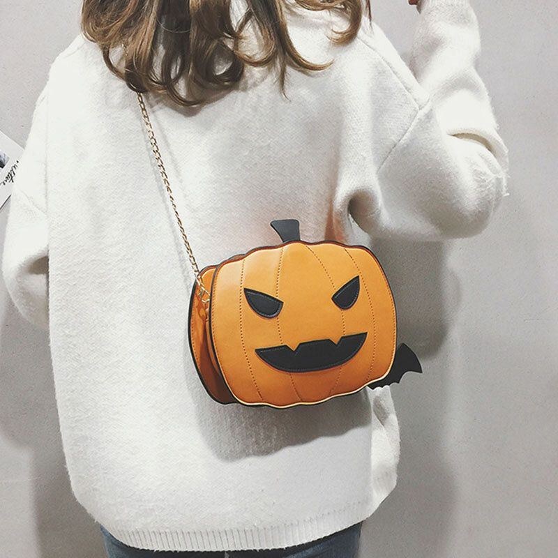 Dam Patchwork Kedjor Halloween Pumpkin Bag Crossbody Bag