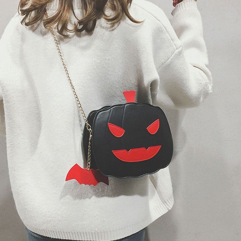 Dam Patchwork Kedjor Halloween Pumpkin Bag Crossbody Bag