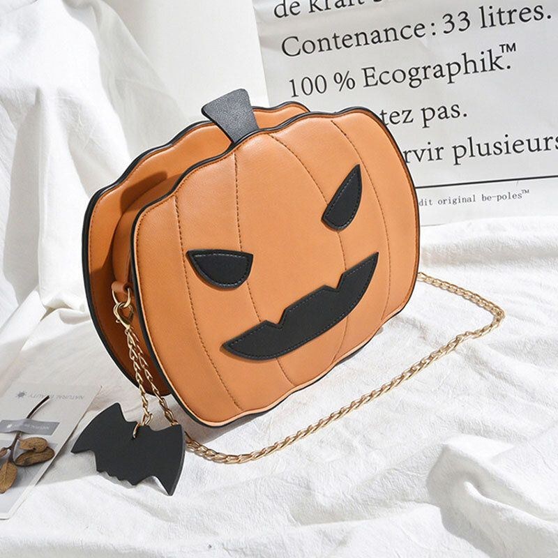 Dam Patchwork Kedjor Halloween Pumpkin Bag Crossbody Bag