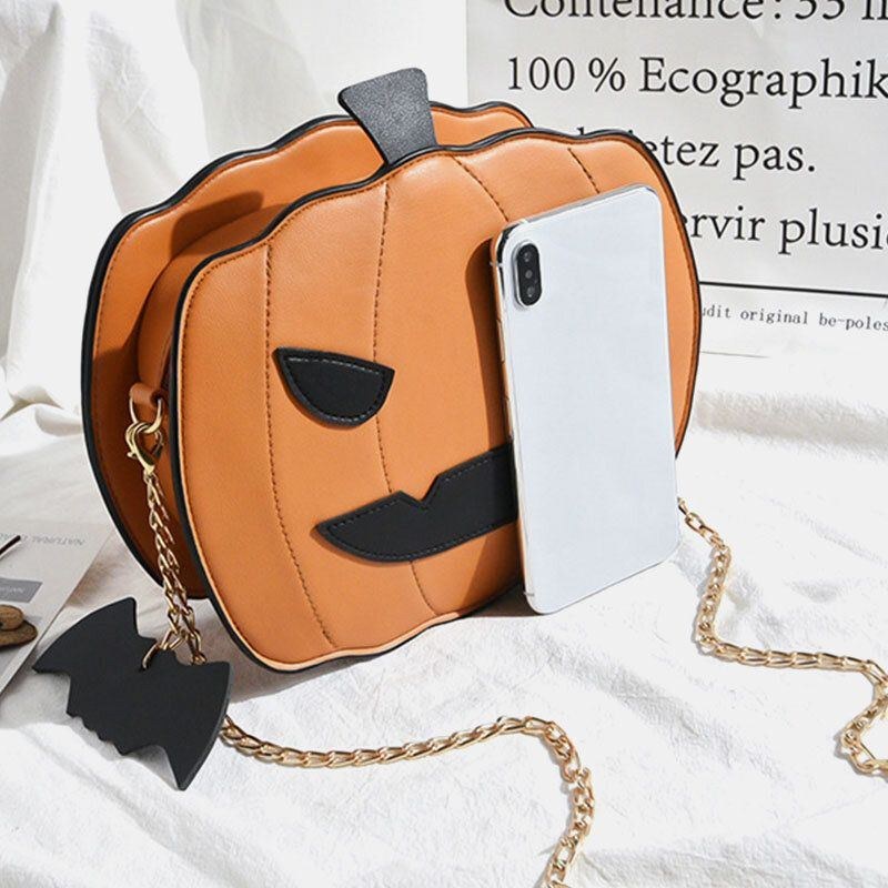 Dam Patchwork Kedjor Halloween Pumpkin Bag Crossbody Bag