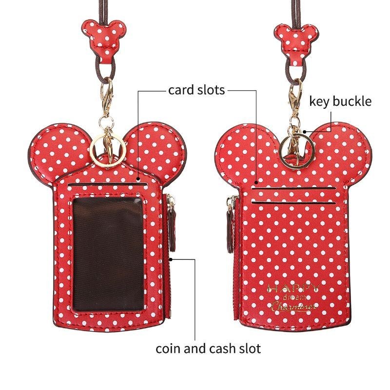 Dam Pu Läder Mus Form Polka Dot Mönster Multi-card Slot Korthållare Myntväska Crossbody-väskor