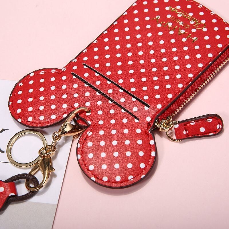 Dam Pu Läder Mus Form Polka Dot Mönster Multi-card Slot Korthållare Myntväska Crossbody-väskor