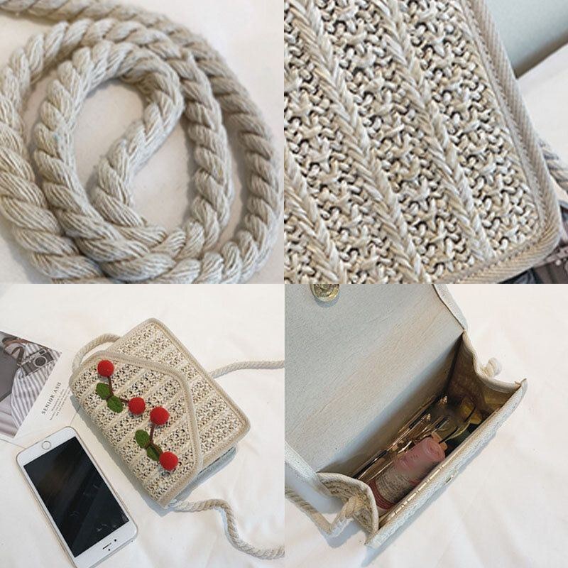 Dam Resor Sommar Beach Weave Halm Crossbody-väska