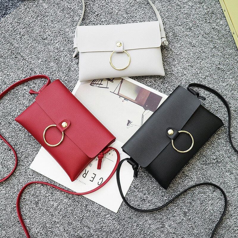 Dam Solid Casual Pu Mini Liten Telefonväska Crossbody-väska Axelväska