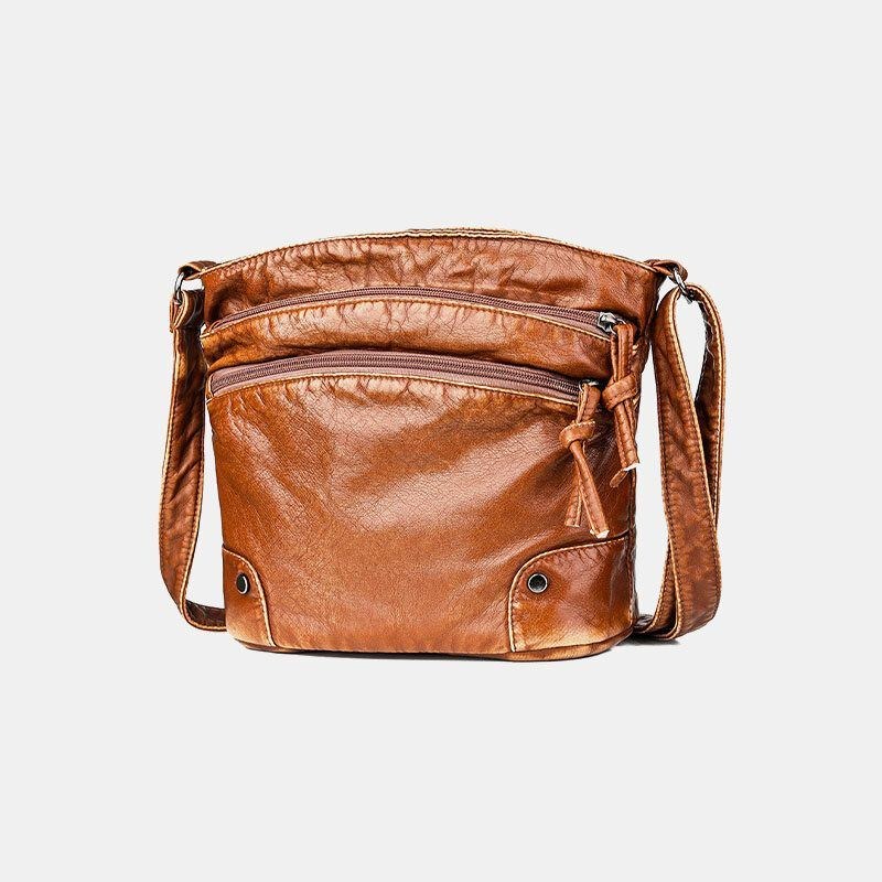 Dam Solid Multi-pocket Medelålders Crossbody Bag Axelväska