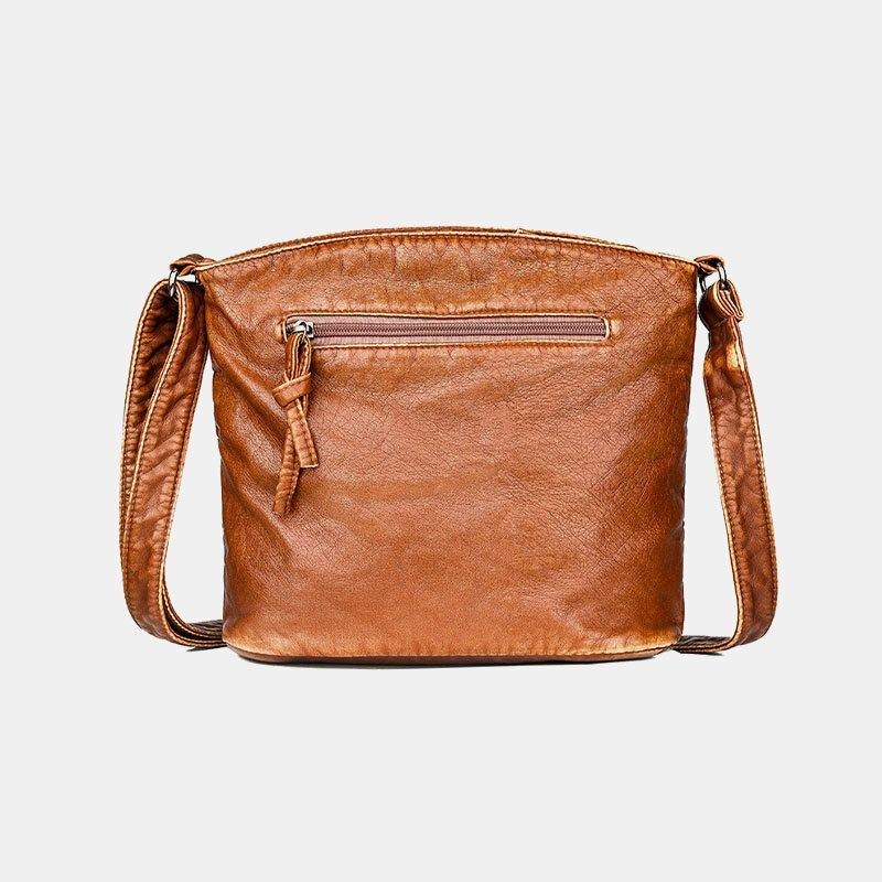 Dam Solid Multi-pocket Medelålders Crossbody Bag Axelväska