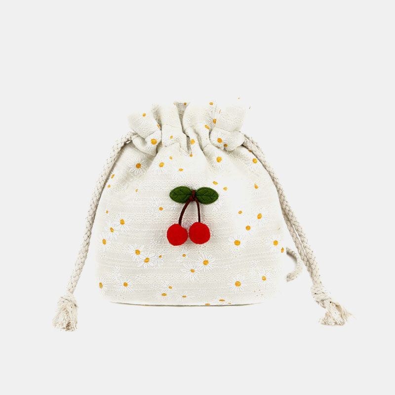 Dam Sommar Körsbär Prickade Rund Strå Crossbody Bag Axelväska