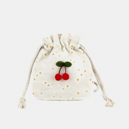 Dam Sommar Körsbär Prickade Rund Strå Crossbody Bag Axelväska