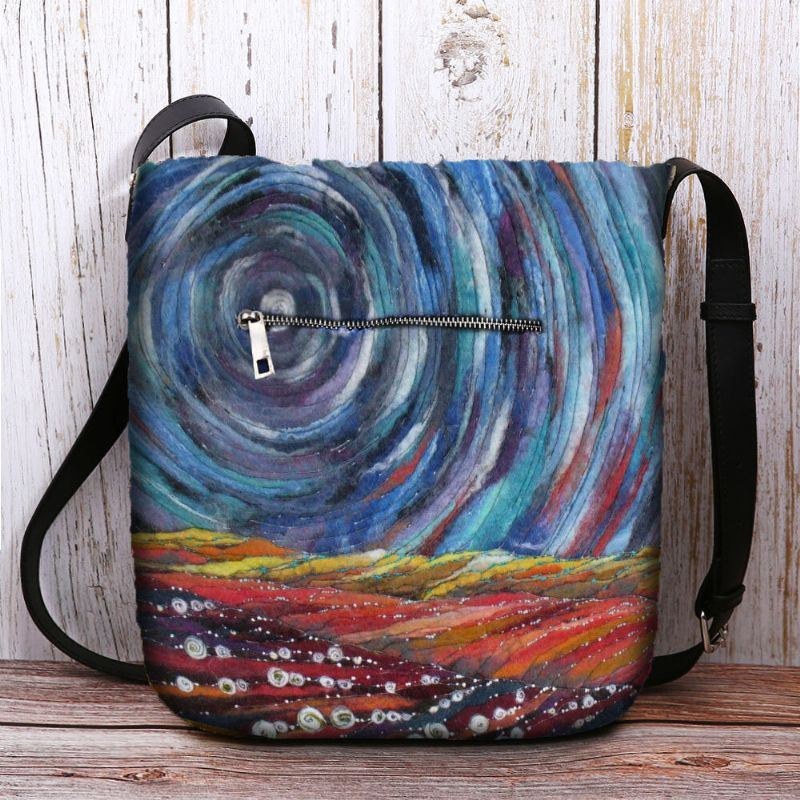 Dam Stjärnhimmel Färgglad Diy Lamm-hårväska Crossbody-väska