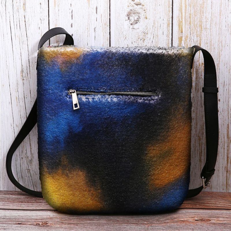 Dam Stjärnhimmel Färgglad Diy Lamm-hårväska Crossbody-väska