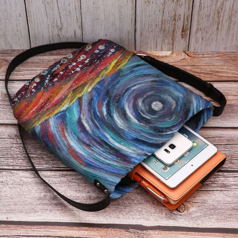 Dam Stjärnhimmel Färgglad Diy Lamm-hårväska Crossbody-väska