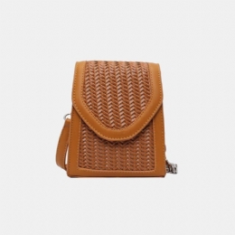 Dam Summer Flap Straw Chain Crossbody Bag Axelväska