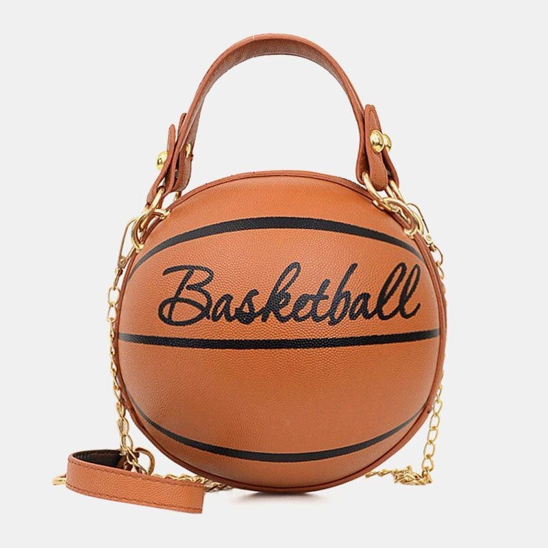 Dam Unik Design Basket Fotbollslook Mini Rund Väska Hangbag Mode Justerbar Axelväska Cross Body Bag