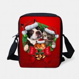 Dam Unisex Barn Jul Söt Hund Katt Djurtryck Liten Crossbody-väska Handväska