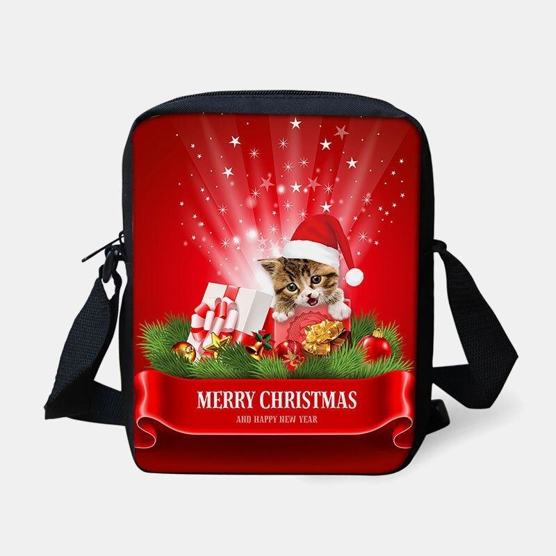 Dam Unisex Barn Jul Söt Hund Katt Djurtryck Liten Crossbody-väska Handväska