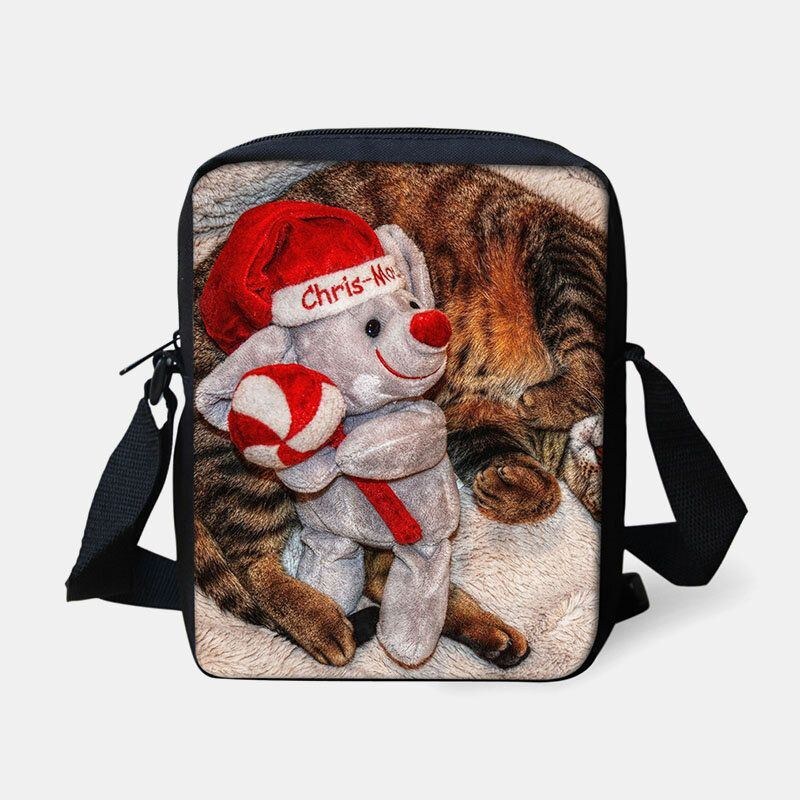 Dam Unisex Barn Jul Söt Hund Katt Djurtryck Liten Crossbody-väska Handväska